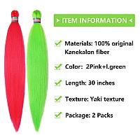 Run Shui Hot Pinkneon Green Pre Stretched Braiding Hair 2 Packs Pre Feathered Braid Hair Extensions 30 Inches Kanekalon Hair Br