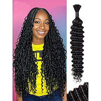 Human Braiding Hair 1 Bundle 50G 28 Inch Deep Water Wave Bulk Human Hair For Braiding No Weft 10A Brazilian Virgin Curly Human H