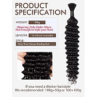 Human Braiding Hair 1 Bundle 50G 28 Inch Deep Water Wave Bulk Human Hair For Braiding No Weft 10A Brazilian Virgin Curly Human H