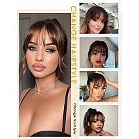 Ieemk Clip In Bangs 100 Real Human Hair French Fringe Bangs Natural Flat Neat Bangs With Temples Hairpieces For Women Air Bangs