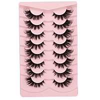 Gmagictobo Fluffy False Eyelashes Natural Wispy Fake Eyelashes Cat Eye Look False Lashes Soft Strips 3D Faux Mink Lashes Pack 8