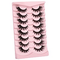 Gmagictobo Fluffy False Eyelashes Natural Wispy Fake Eyelashes Cat Eye Look False Lashes Soft Strips 3D Faux Mink Lashes Pack 8