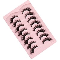 Gmagictobo Fluffy False Eyelashes Natural Wispy Fake Eyelashes Cat Eye Look False Lashes Soft Strips 3D Faux Mink Lashes Pack 8