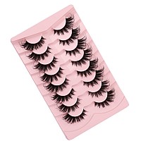 Gmagictobo Fluffy False Eyelashes Natural Wispy Fake Eyelashes Cat Eye Look False Lashes Soft Strips 3D Faux Mink Lashes Pack 8