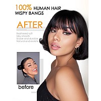 Ieemk Clip In Bangs 100 Real Human Hair Fake Bangs Clip In Hair Extensions Clip On Bangs For Women Wispy Fringe Bangs Natural H