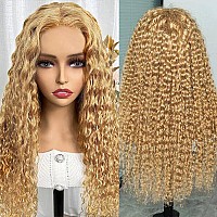 Honey Blonde Curly Bob Lace Front Wigs Human Hair 13X4 Hd Lace Blonde Deep Wave Human Hair Wig 150 Density Pre Plucked Short Bo