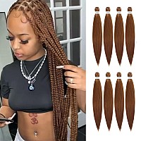 Difunee Prestretched Braiding Hair 24 Inch 8 Packs Brown Long Braiding Hair For Twist Or Box Braids Yaki Texture Hot Water S