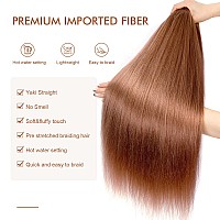 Difunee Prestretched Braiding Hair 24 Inch 8 Packs Brown Long Braiding Hair For Twist Or Box Braids Yaki Texture Hot Water S