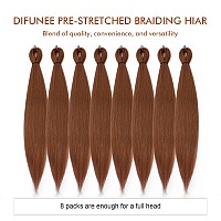 Difunee Prestretched Braiding Hair 24 Inch 8 Packs Brown Long Braiding Hair For Twist Or Box Braids Yaki Texture Hot Water S