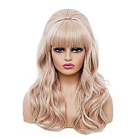 Rugelyss Vintage Long Wavy Ginger Mixed Blonde Wig With Bang Retro Big Bouffant Beehive Wigs Fits 60S 70S 80S Costume Or Hallowe