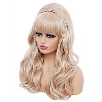 Rugelyss Vintage Long Wavy Ginger Mixed Blonde Wig With Bang Retro Big Bouffant Beehive Wigs Fits 60S 70S 80S Costume Or Hallowe