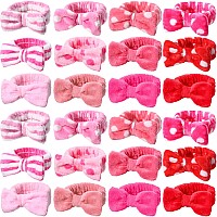 Willbond 24 Pack Spa Headband Bow Hair Band Facial Makeup Headband Women Face Wash Headband Adjustable Skincare Headbands Flanne