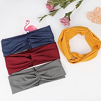 Dreshow Headbands For Women Elastic Turban Boho Colorful Headband Twisted Knot Hair Accessories 4 Pack