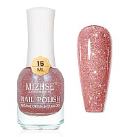 Mizhse Quick Dry Nail Polish Shimmery Light Brown Nail Polish Air Dry Fast 15 Ml Fall Color Regular Sparkle Shiny Waterbased