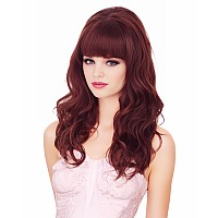 Rugelyss Vintage Long Wavy Burgundy Wig With Bang Retro Big Bouffant Beehive Wigs Fits 60S 70S 80S Costume Or Halloween Party