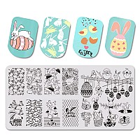 Easter Nail Stamping Plates Cute Bunny Nail Stamping Plate Chick Easter Eggs Designs Nail Art Stamping Template Easter Rabbit Ma