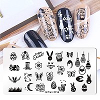 Easter Nail Stamping Plates Cute Bunny Nail Stamping Plate Easter Eggs Nail Art Stamping Template Easter Manicure Decorations Su