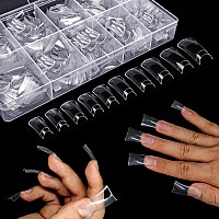 Bluezoo Duck Nail Tips 500Pcs Clear C Curve False Nail Tips For Acrylic Nails Gel X Half Cover Wide French Nails 10 Sizes Y2K