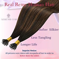 Moresoo Nano Loop Hair Extensions Human Hair Nano Hair Extensions Real Human Hair Ombre Dark Brown Mix Medium Brown Nano Links H