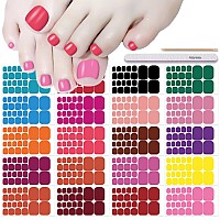 Danneasy 20 Sheets Bright Color Toe Nail Stickers Full Nail Wraps Toenail Polish Strips For Women Adhesive Toes Nail Polish Stic