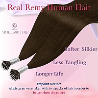 Moresoo Nano Ring Hair Extensions Dark Brown Nano Bead Hair Extensions Human Hair Chocolate Brown Nano Loop Human Hair Extension