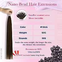 Moresoo Nano Ring Hair Extensions Dark Brown Nano Bead Hair Extensions Human Hair Chocolate Brown Nano Loop Human Hair Extension