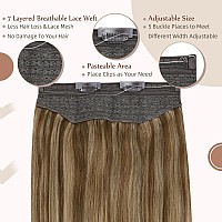 Fshine Invisible Wire Hair Extensions Brown Highlight Dark Brown Mix Caramel Blonde Clip In Hair Extensions Real Human Hair With