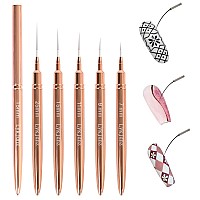 5Pcs Nail Art Liner Brushes Liner Brush For Nails Nail Art Brush For Long Lines Thin Details Fine Drawing Liner Brush Uv Gel Pol