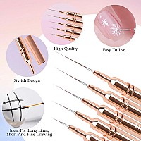 5Pcs Nail Art Liner Brushes Liner Brush For Nails Nail Art Brush For Long Lines Thin Details Fine Drawing Liner Brush Uv Gel Pol