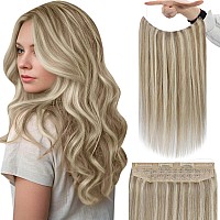 Fshine Invisible Wire Hair Extensions Balayage Dirty Blonde Highlighted Butter Blonde Clip In Hair Extensions Real Human Hair Wi