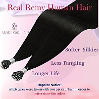 Moresoo Nano Bead Hair Extensions Human Hair Jet Black Nano Ring Hair Extensions Real Human Hair For Women Black Nano Loop Human