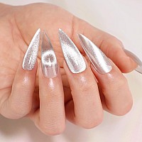 Imtiti Cat Eye Gel Nail Polish 15Ml Silver Holographic Glitter Cat Eye Gel Polish With Magnet Uv Led Magnetic Gel Nail Polish C