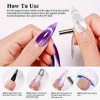 Imtiti Cat Eye Gel Nail Polish 15Ml Purple Holographic Glitter Cat Eye Gel Polish With Magnet Uv Led Magnetic Gel Nail Polish C