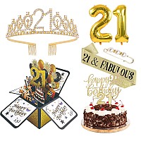 21St Birthday Decorations For Herinclude 21St Birthday Crown3D Birthday Card21St Birthday Sash With Pearl Pincake Toppernum