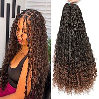 9 Pack 22 Inch Goddess Crochet Box Braids Curly Ends Bohomian Goddess Box Braids Crochet Hair Synthetic Crochet Braids Hair Exte