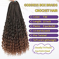 9 Pack 22 Inch Goddess Crochet Box Braids Curly Ends Bohomian Goddess Box Braids Crochet Hair Synthetic Crochet Braids Hair Exte