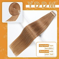 Tape In Hair Extensions 20Pcs 18 Inch Light Brown Straight Human Hair Extensions Tape In Seamless Skin Weft Remy Tape In Hair E