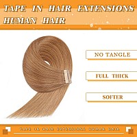 Tape In Hair Extensions 20Pcs 18 Inch Light Brown Straight Human Hair Extensions Tape In Seamless Skin Weft Remy Tape In Hair E