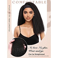 Wignee Kinky Straight Headband Wig Kinky Wig With Ribbon Glueless Headband Wigs For Black Women Natural Synthetic Afro Wigs For