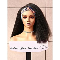 Wignee Kinky Straight Headband Wig Kinky Wig With Ribbon Glueless Headband Wigs For Black Women Natural Synthetic Afro Wigs For