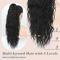 Feshfen Long Ponytail Extensions Drawstring Clip In Curly Wavy Hairpieces Synthetic Ponytails Hair Piece Pony Tail Extension Fo