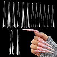 312Pcs Extra Long Stiletto Nail Tips For Acrylic Nails Professional 4Xl Half Cover Stiletto Nail Tips Clear French False Nail