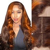 28 Inch 13X6 Ginger Orange Lace Front Wig Human Hair Hd Lace Ginger Brown Human Hair Wigs Pre Plucked Highlight Colored Wig Huma