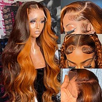 28 Inch 13X6 Ginger Orange Lace Front Wig Human Hair Hd Lace Ginger Brown Human Hair Wigs Pre Plucked Highlight Colored Wig Huma