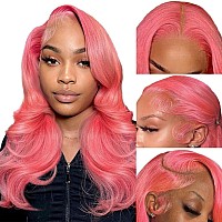 Earlr Pink Lace Front Wig Human Hair 13X4 Hd Lace Pink Body Wave Wig Human Hair Pre Plucked Colored Body Wave Wig Human Hair For