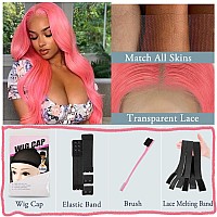 Earlr Pink Lace Front Wig Human Hair 13X4 Hd Lace Pink Body Wave Wig Human Hair Pre Plucked Colored Body Wave Wig Human Hair For