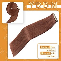 Tape In Hair Extensions 20Pcs 20 Inch Dark Auburn Straight Human Hair Extensions Tape In Seamless Skin Weft Remy Tape In Hair E