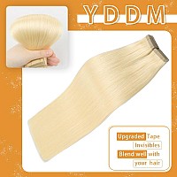 Tape In Hair Extensions Human Hair Platinum Blonde 14 Inch 20Pcs Remy Human Hair Extensions Tape In Straight Tape Hair Extension