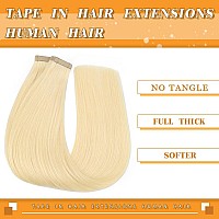 Tape In Hair Extensions Human Hair Platinum Blonde 14 Inch 20Pcs Remy Human Hair Extensions Tape In Straight Tape Hair Extension