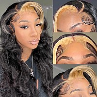 Haha 1B27 Black Honey Blonde Skunk Stripe Wigs Human Hair Light Brown Highlight Lace Front Wig Pre Plucked 13X4 Body Wave Gluel